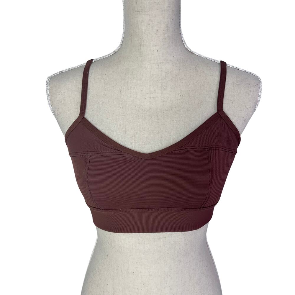 Aerie Offline Ribbed‎ Sports Bra Brown Minimalist Athleisure M